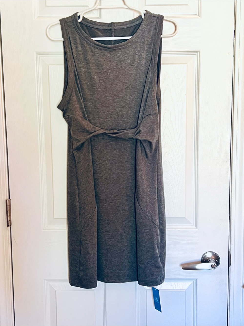 Sleeveless Knot-Front Dress - Gray